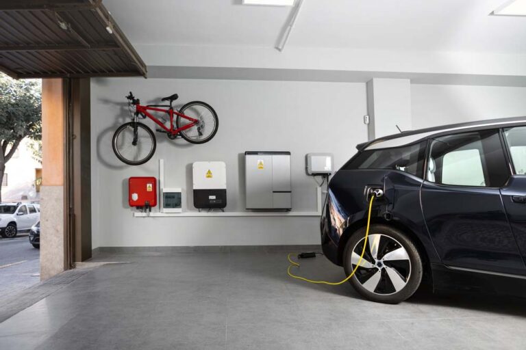 EV charger in a home garage