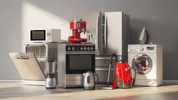 group of modern household home appliances