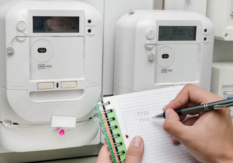 person looking at a digital meter