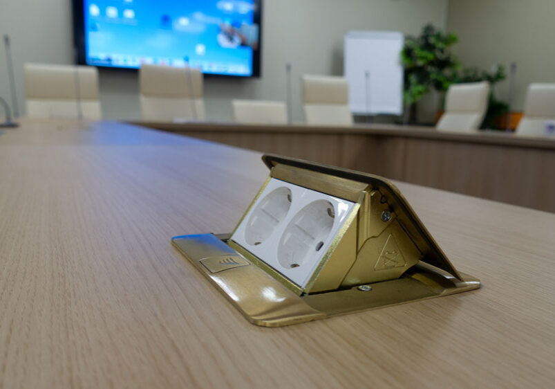 recessed outlets on a conference room table recessed outlets on a conference room table